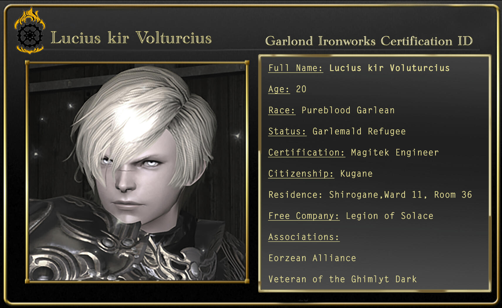 Lucius kir Volturcius Garlond Ironworks ID